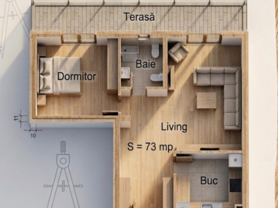 Apartament de vânzare | 2 camere, SU 73 mp | Cartier Andrei Muresanu